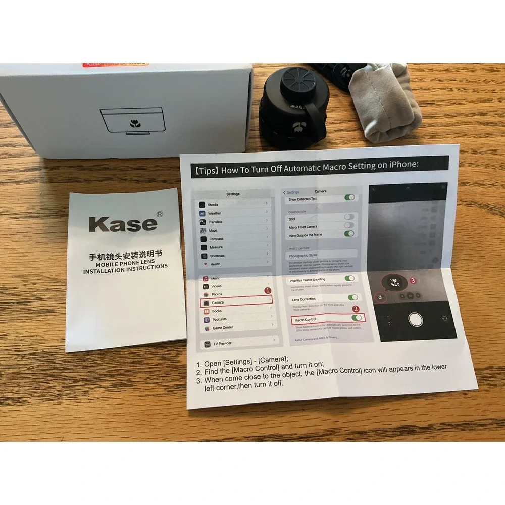 Kase Master Macro Lens 75mm Mobile Phone Camera Lens Kit with Clip and Pouch